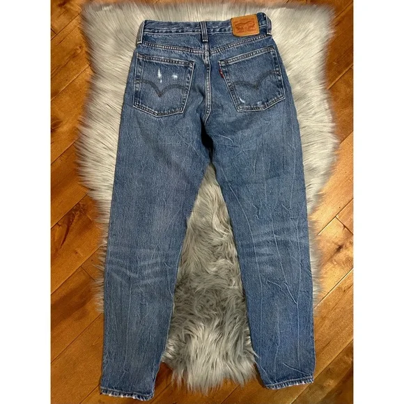 Levi's Wedgie Button Fly Jeans Mid Rise Distressing size 24 - Picture 5 of 7